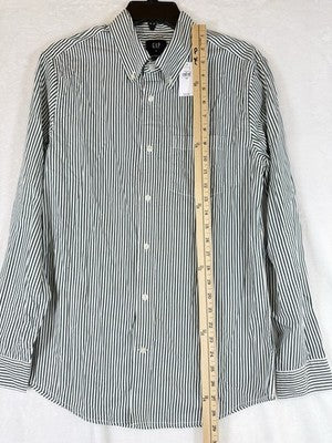 Gap Mens Shirt XS Button Up Cotton Poplin Classic Green White Striped Button New