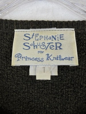 Stephanie Schuster Princess Knitwear Sweater 1X Green Lagenlook Vintage 90s