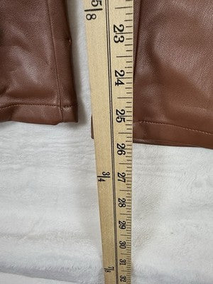 Ann Taylor Loft Faux Leather Pants 4 Cognac Brown Belt Womens