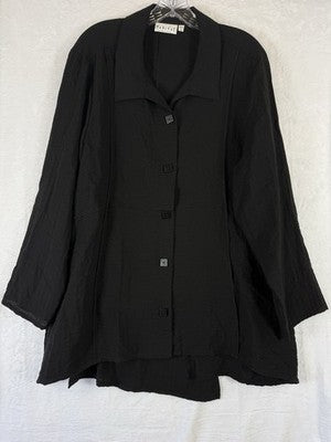 Habitat Clothes To Live In XL Jacket Black Artsy Art To Wear Lagenlook Womens
