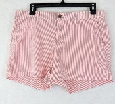 Old Navy Everyday Shorts 10 Womens 4” Pink White Striped Cotton Stretch