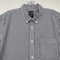 Gap Shirt Men Large Short Sleeve Button Up Blue Striped Cotton Poplin Standard