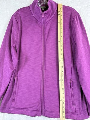 T By Talbots Fleece Jacket XL Petite Purple XLP Womens Full Zip Mock Neck