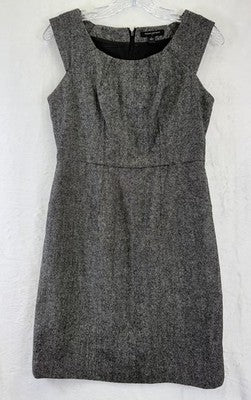 Banana Republic Tweed Dress 4 Gray Sleeveless Wool Blend Sheath