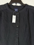 Gap Cotton Gauze Dolman Shirt Small Womens Top Black Button Up Short Sleeve New
