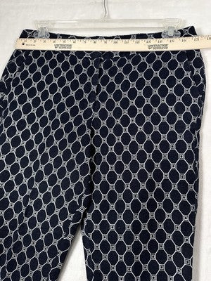 Talbots 12P  12 Petite Denim Pants Heritage Fit Medium Blue White Print Womens