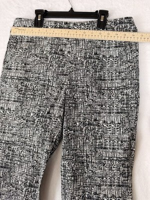 Marla Wynne Pants 12 Pull On Black White Ankle MarlaWynne Tummy Control