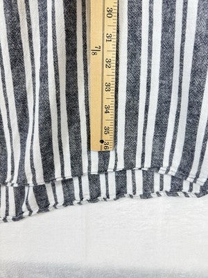 Gap Dress XXL Linen Blend Sleeveless Shift White Blue Stripe Split Neck Women