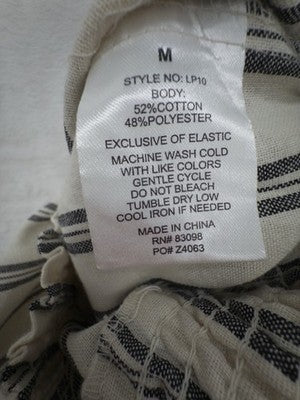 Ci Sono Pants Medium Pull On Straight Leg Lightweight Cotton Blend Ivory Gray
