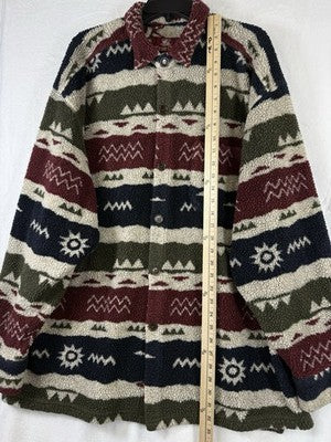 True Grit Men XXL Southwestern Aztec Sherpa Fleece Shirt Made USA Jacket Shacket