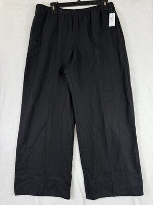 Gap Wide Leg Linen Pants Women Medium Petite Black Pull On Easy Pockets New NWT