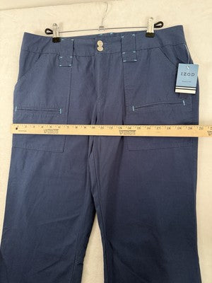 Izod Cropped Pants 14 Womens Blue Ripstop Crop NWT