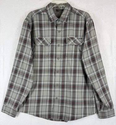 Eddie Bauer Shirt Mens Large Long Sleeve Gray Plaid Button Up