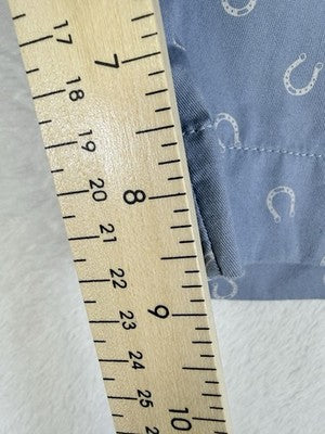 J Crew Gramercy Shorts 35 Mens Blue 9”Horseshoes Horse Print 100% Cotton Chino