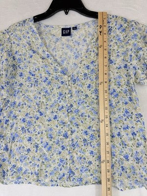 Gap Top Large Womens Blouse Crepe Flutter Sleeve Cottagecore Boho