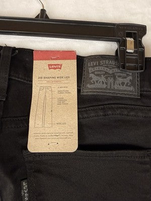 Levis 318 Shaping Wide Leg Jeans 27 Womens Black 27x30 Levi’s New NWT