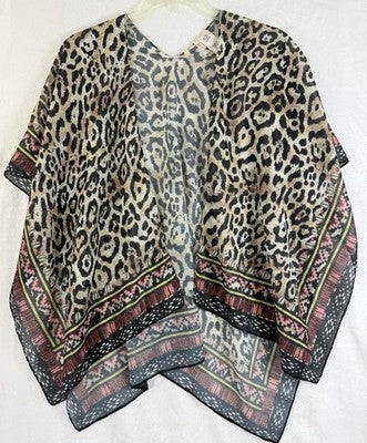 Soft Surroundings Ruana Wrap Shawl Animal Leopard Print Womens *FlawRead
