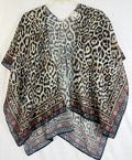 Soft Surroundings Ruana Wrap Shawl Animal Leopard Print Womens *FlawRead