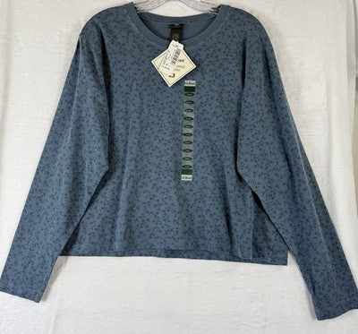LL Bean Women Large Top Long Sleeve Pigment Dyed Made In USA 90s Vintage New NWT