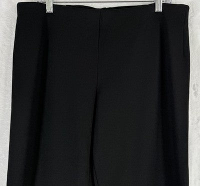 Eileen Fisher Flex Ponte Pants Large Black Knit Pull On Womens