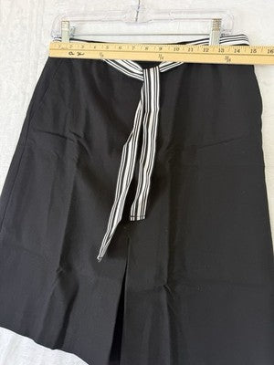 Talbots A Line Skirt 6 Black Tie Belt Cotton Stretch Womens