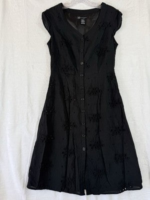 Boston Design Studios 4 Womens Dress Black Eyelet Sleeveless Fit Flare Cotton