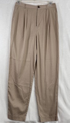 Ana Highest Rise Tapered Linen Blend Pants 10 Pleated Khaki Tan Womens NWT