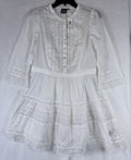 Gap Lace Trim Mini Dress Small Petite Womens White 3/4 Sleeve Boho Whimsical New