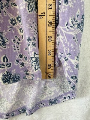Lands End Nightgown Medium Cozy Classic Long Sleeve Purple Floral Womens Pajamas