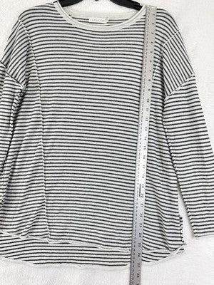 Little Lies Sweater Small Medium Black White Stripe Roll Hem Womens Knit Top