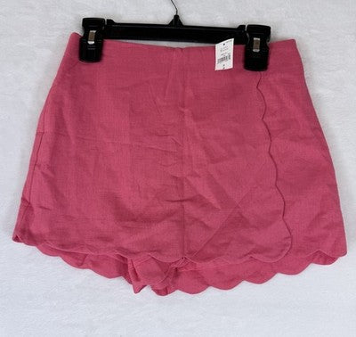 Gap Kids Linen Skort Medium 8 Girls Scallop Melon Pink Skirt W/ Shorts New