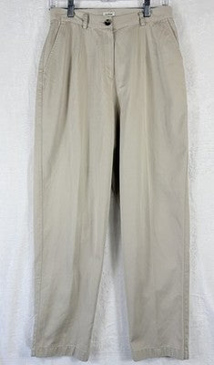 LL Bean Khaki Pants 8 Petite Womens Tan Beige Original Fit High Rise 100% Cotton
