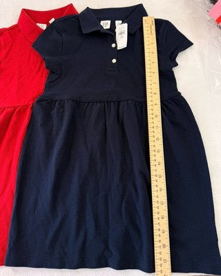 Gap Kids Girls XS 4-5 Lot Polo Dress Red Blue Short Sleeve New NWT