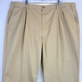 LL Bean Double L Chinos 46x30 Pants Tan Mens Natural Fit Hidden Comfort Pleated