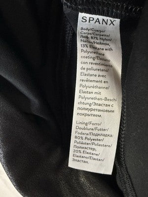 Spanx Leggings Large Black Faux Leather Womens Slimming Compression Shapewear