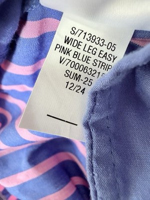 Gap Easy Wide Leg Pants XL Womens Organic Cotton Poplin Pull On Blue Stripe New