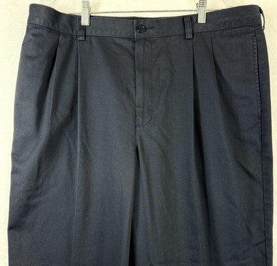 LL Bean Pants 38x32 Natural Fit Blue Mens Pleated 100% Cotton Khaki Chinos