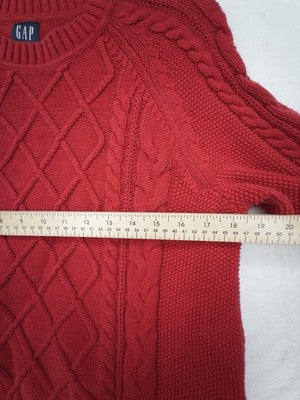 Gap Cable Knit Sweater Women Medium Red 100% Cotton Long Sleeve Top