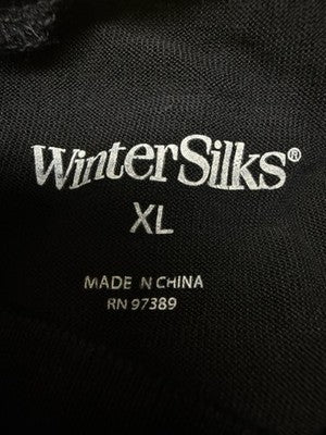 WinterSilks Base Layer XL Mens Black 100% Silk Mock Neck Long Sleeve Ski