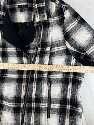 Torrid Flannel Moto Jacket 2X Womens Gray Plaid Full Zip Motorcycle Plus Size