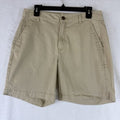 Old Navy Uniform Bermuda Shorts 12 Women Tan Beige Adjustable Waist 7” High Rise