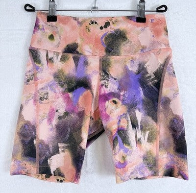 Nike Air Fast Running Shorts Small Women Pink Print Mid Rise Dri Fit Workout Gym