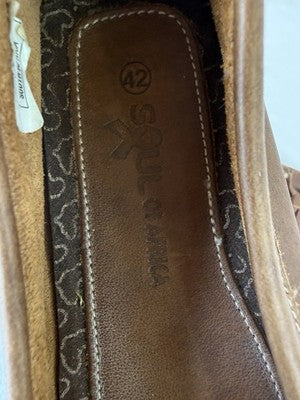 Soul Of Africa Shoes 42 Womens Loafers Bow Glove Leather Brown Slip On
