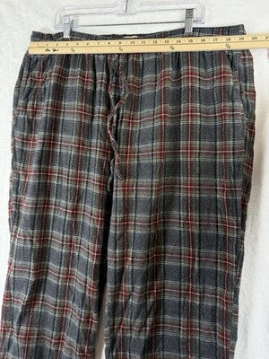 LL Bean Flannel Pajama Pants XXL Mens 30” Gray Plaid Drawstring Sleep PJ Pajamas