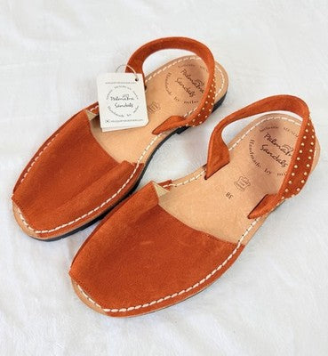 NWT Palmaira Avarca Sandals Orange Suede Leather Slingback Menorcan US 7 EU 38