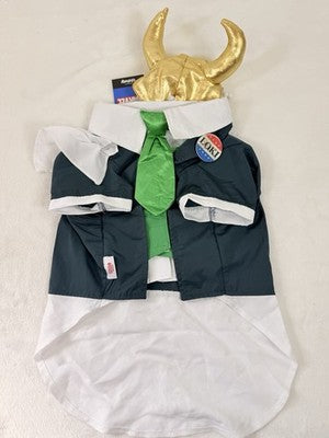 Marvel Loki Dog Costume Thor Large Horns Hat President Shirt New NWT