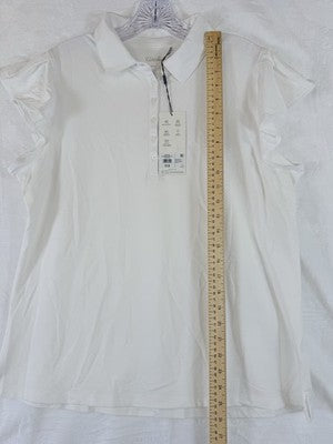 Walter Hagen Golf Polo XL Womens Flutter Sleeve White New NWT