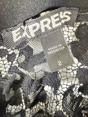 Express Dress 2 Sleeveless Black Bodycon Short Lace LBD Womens