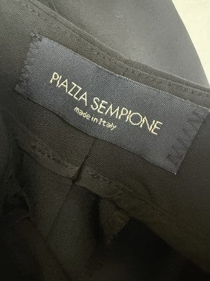 Piazza Sempione 48 Pants Wool Black Side Zip Womens