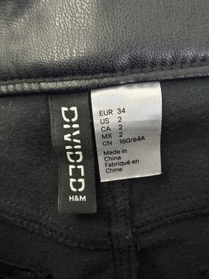 H&M Divided Faux Leather Pants 2 Straight Leg Womens H And M HM
